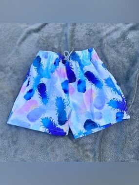 NWT! Vintage Summer Boys Pineapple Print Netted Swim Trunks - Boys Size 8